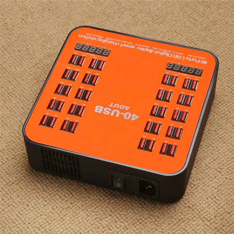 840 40 Ports USB Charger 5V LCD Digital Display Intelligent Charging Station - AU Plug
