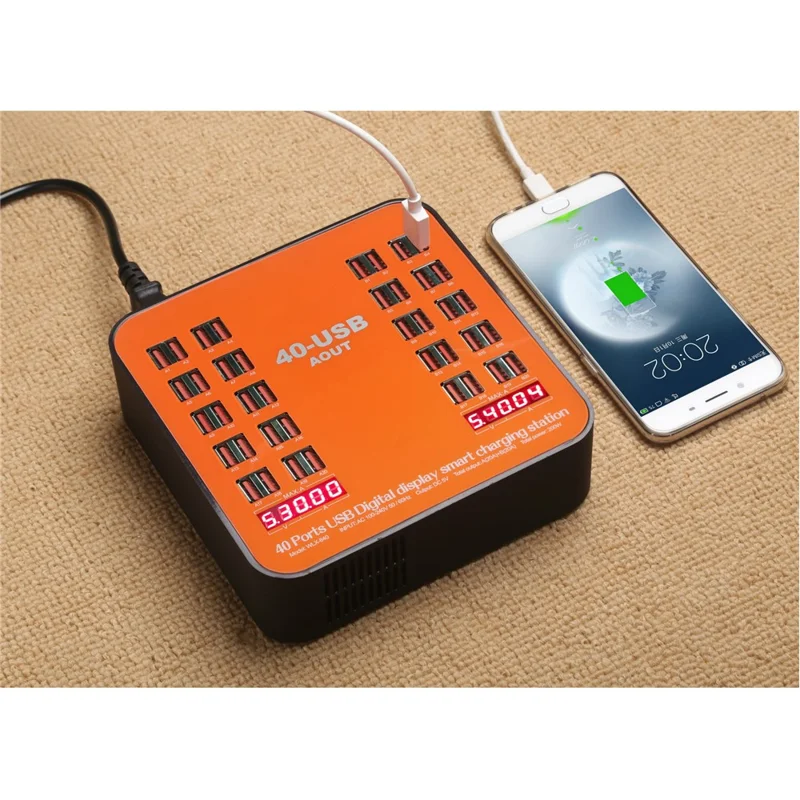 840 40 Ports USB Charger 5V LCD Digital Display Intelligent Charging Station - AU Plug