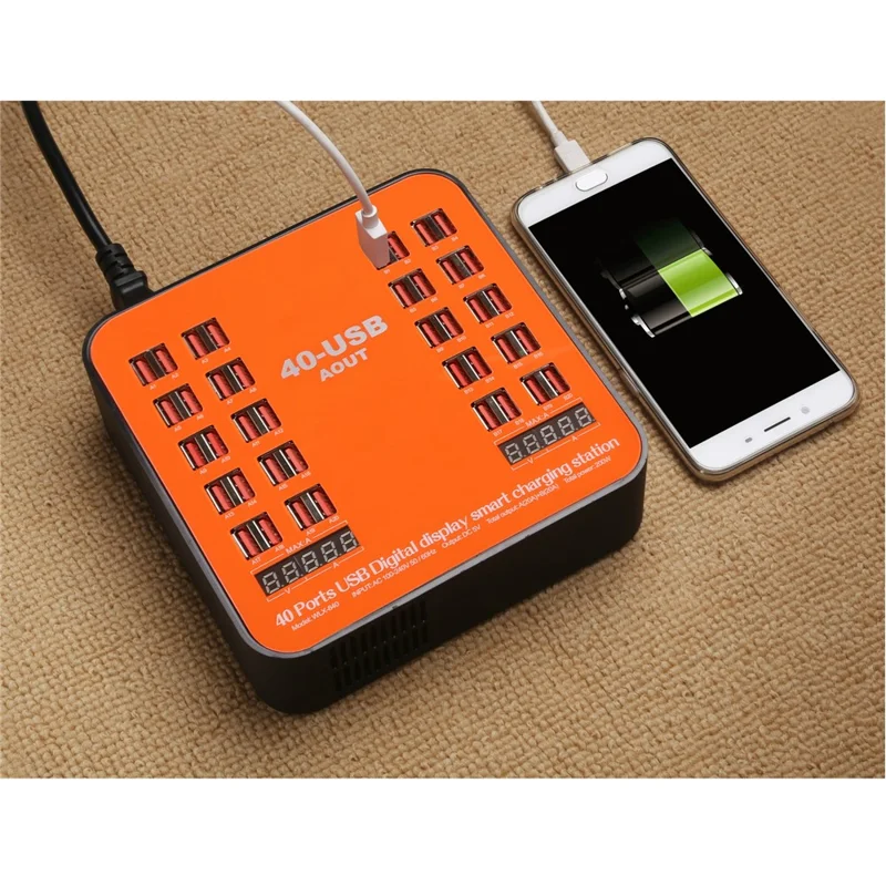 840 40 Ports USB Charger 5V LCD Digital Display Intelligent Charging Station - AU Plug