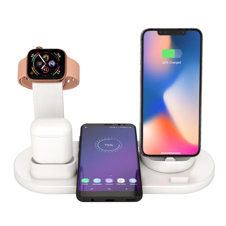 UD15 3 in 1 Rotatable Wireless Charging Dock Station for Apple iPhone/Android Device/Type-C Device - White