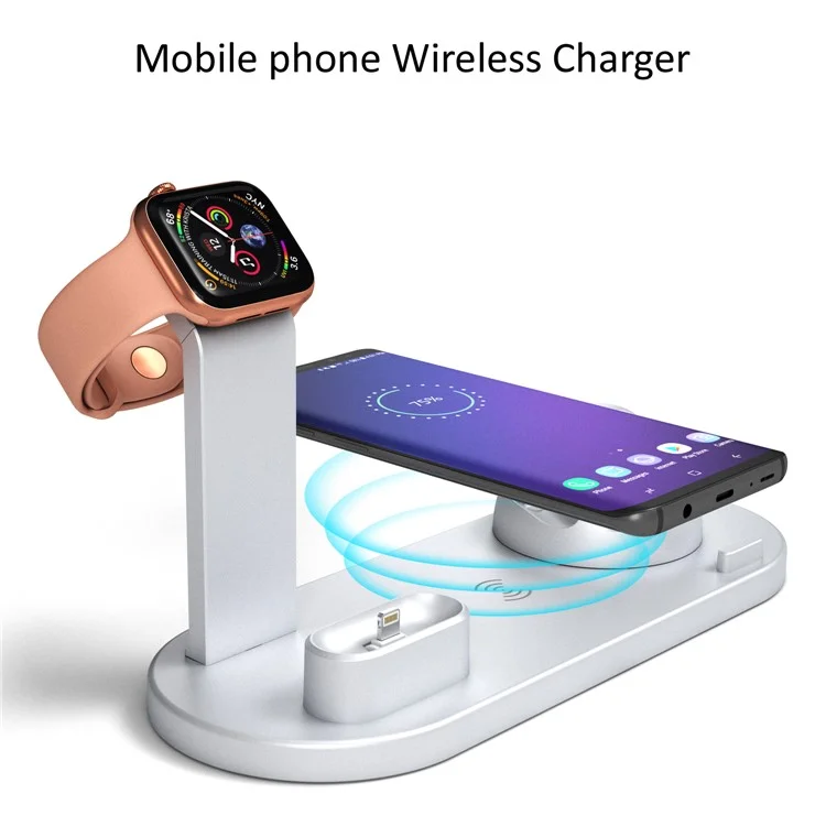 UD15 3 in 1 Rotatable Wireless Charging Dock Station for Apple iPhone/Android Device/Type-C Device - Silver