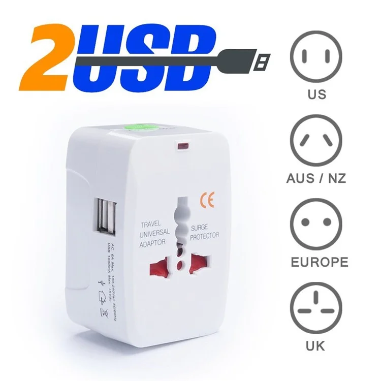 Universal Travel Power Adapter Converter Mit Dual -usb -anschlüssen