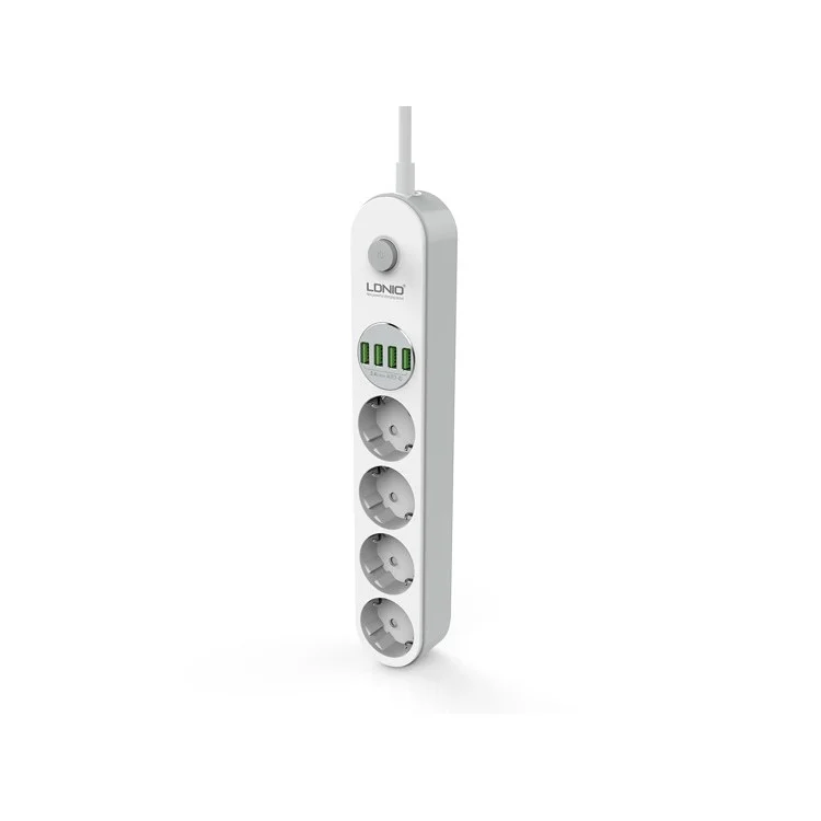 LDNIO SE4432 Power Strip with 3 EU AC Sockets + 4 USB Ports (CE/RoHS) - White / EU Plug