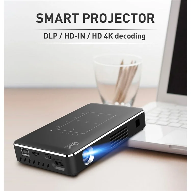 P10 2G+16G DLP HD 150 Lumens Android 9.0 Home Office Projector - UK Plug