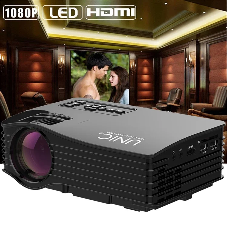 UNIC UC36 1080P Mini Portable LED Projector with HDMI/USB/SD/AV - Black / EU Plug
