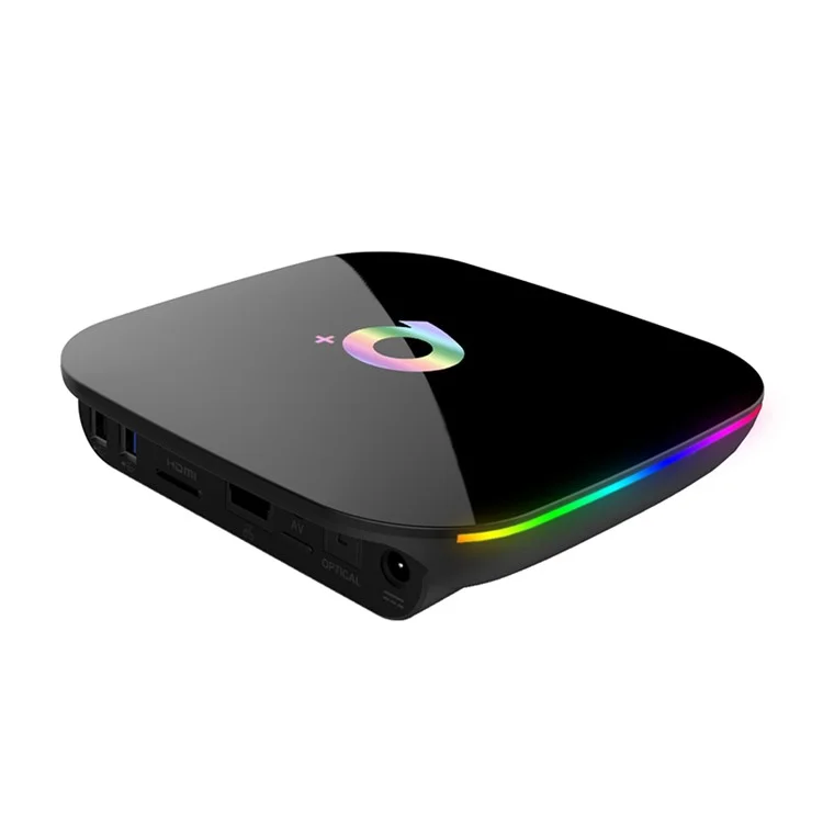 Q Plus Quad Core Allwinner H6 Android 9.0 TV Box WiFi Media Player 4 + 32 go - Plug