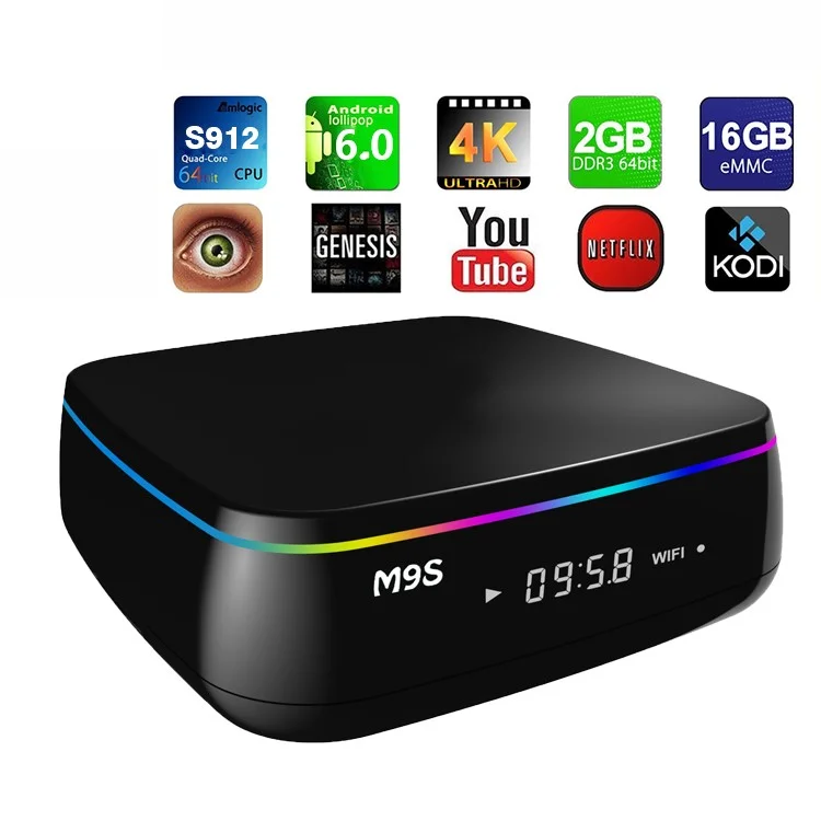 M9S MIX Amlogic S912 4K Android 6.0 TV Box Kodi 16.1 Octa Core 2+16GB Dual WiFi 2.4G/5G Bluetooth Streaming Media Player - US Plug