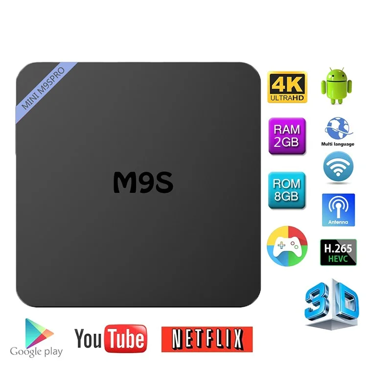 MINI M9S Pro Android 6.0 Bluetooth Amlogic S905X TV Box Kodi 16.1 Quad Core 2+8GB WiFi 2.4G Streaming Media Player - US Plug
