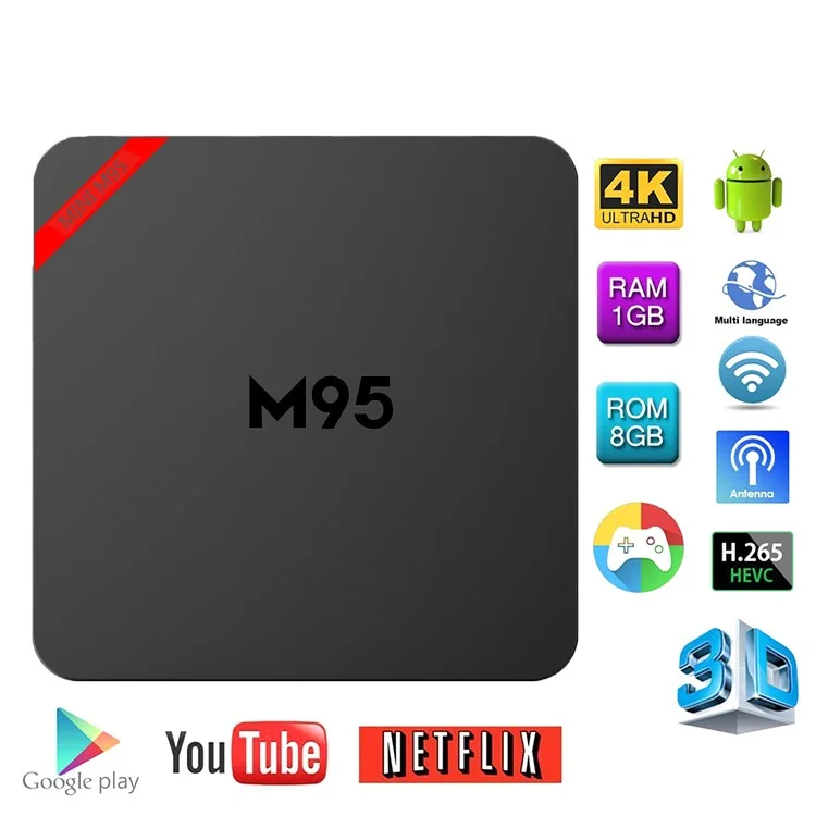 MINI M95 Android 6.0 Amlogic S905X Kodi 16.1 TV Box Quad Core 1+8GB WiFi 2.4G Streaming Media Player - UK Plug