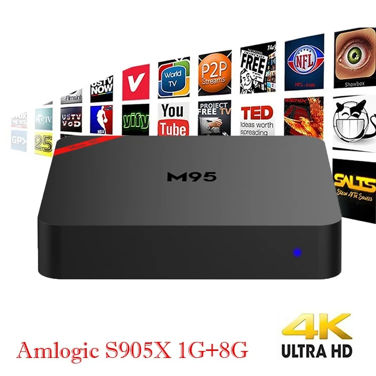 MINI M95 Android 6.0 Amlogic S905X Kodi 16.1 TV Box Quad Core 1+8GB WiFi 2.4G Streaming Media Player - UK Plug