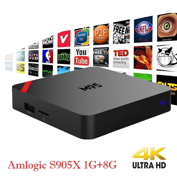 MINI M95 Android 6.0 Amlogic S905X Kodi 16.1 TV Box Quad Core 1+8GB WiFi 2.4G Streaming Media Player - UK Plug