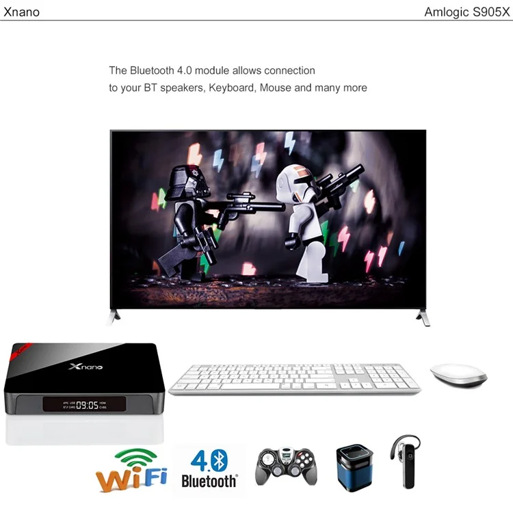 XNANO X96 PRO Amlogic S905X Quad Core TV Box 2+16G Android 6.0 Bluetooth WiFi Media Player - Black / EU Plug