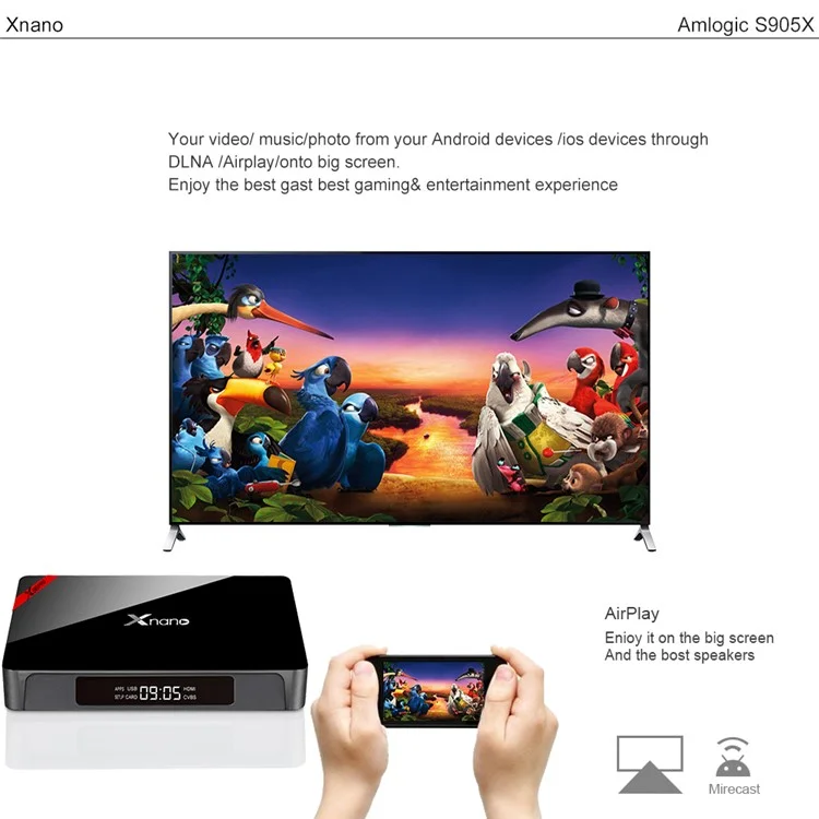 XNANO X96 PRO 2+16G Android 6.0 Quad Core TV Box Bluetooth WiFi Media Player - Black / UK Plug