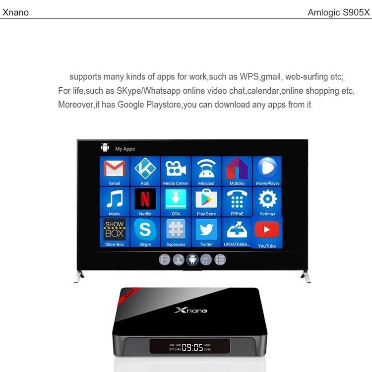 XNANO X96 PRO Amlogic S905X Quad Core TV Box 2+16G Android 6.0 Bluetooth WiFi Media Player - Black / AU Plug