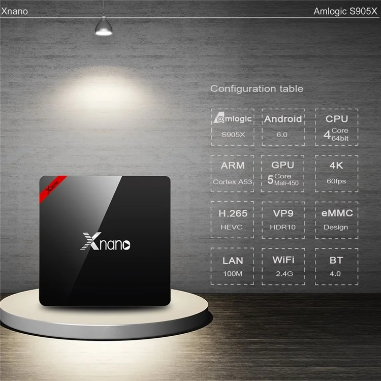 XNANO X96 PRO Amlogic S905X Quad Core TV Box 2+16G Android 6.0 Bluetooth WiFi Media Player - Black / AU Plug