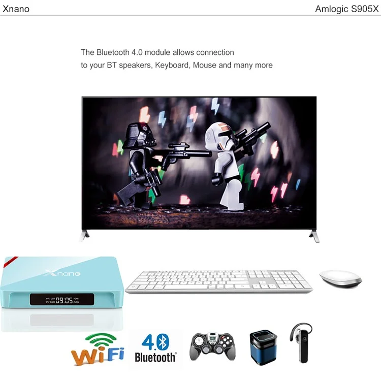 XNANO X96 PRO Amlogic S905X Quad Core TV Box 2+16G Android 6.0 Bluetooth WiFi Media Player - Blue / EU Plug