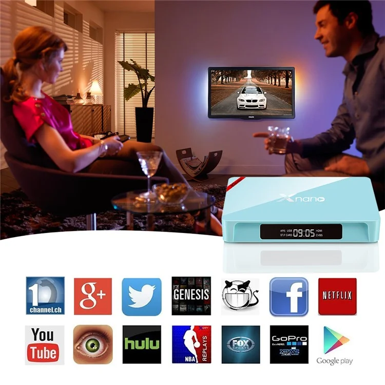XNANO X96 PRO Amlogic S905X Quad Core TV Box 2+16G Android 6.0 Bluetooth WiFi Media Player - Blue / EU Plug