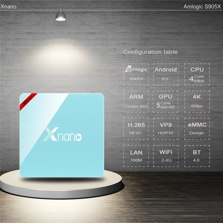 XNANO X96 PRO Amlogic S905X Quad Core TV Box 2+16G Android 6.0 Bluetooth WiFi Media Player - Blue / EU Plug