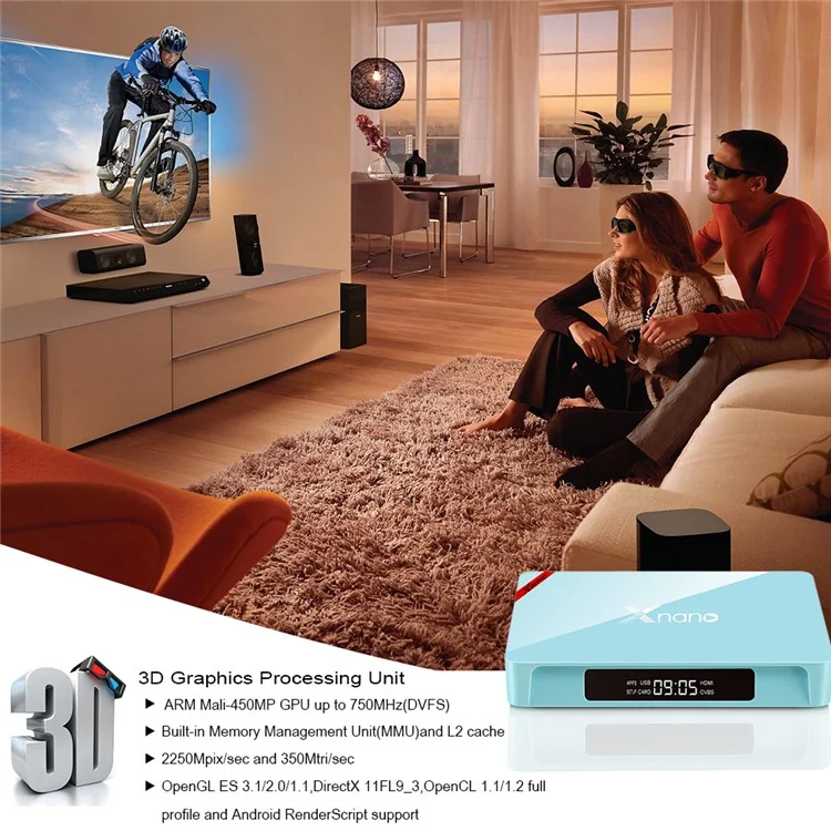 XNANO X96 PRO 2+16G Android 6.0 TV Box Amlogic S905X Quad Core Bluetooth WiFi Media Player - Blue / UK Plug