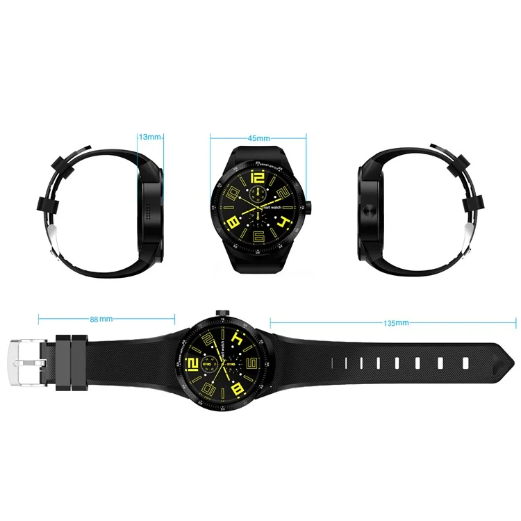 K98H GPS Sport Smart Watch 3G Watch Phone with Android 4.1 1.3-inch Screen - Black