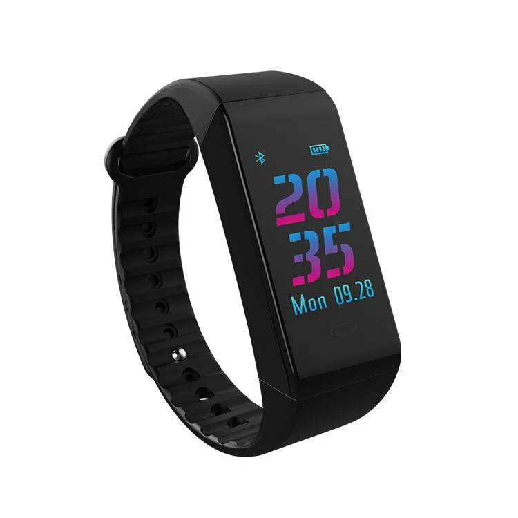 W6S 0.96 inch Colorful Display Sleeping Heart Rate Monitor Bluetooth 4.0 Smart Wristband - Black