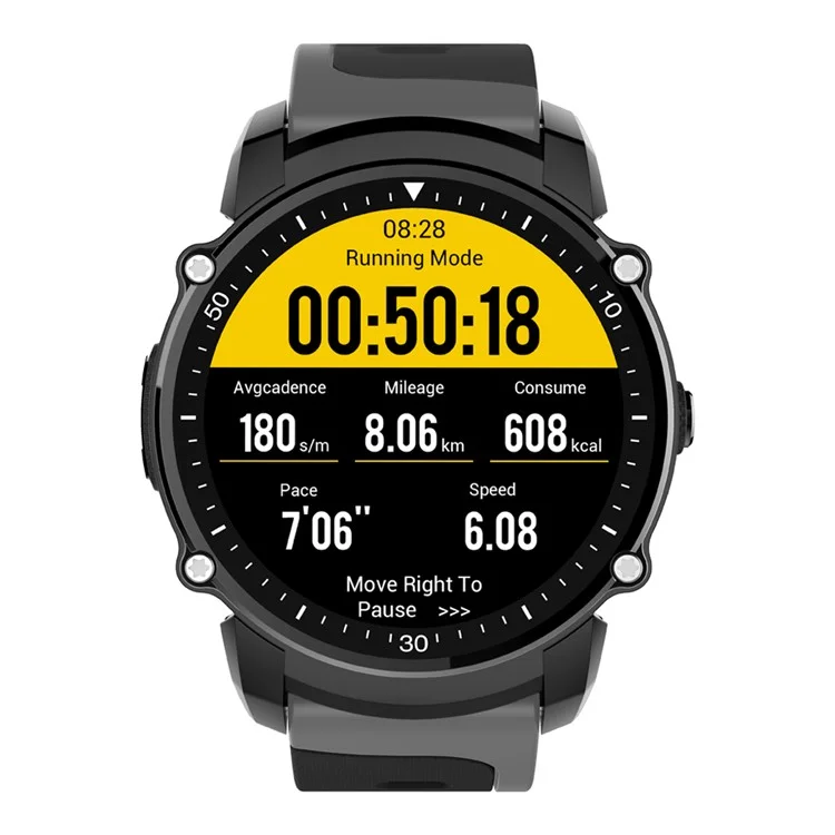 FS08 1.26 Inch Round Screen IP68 Waterproof Heart Rate Monitor GPS Smart Watch - Black