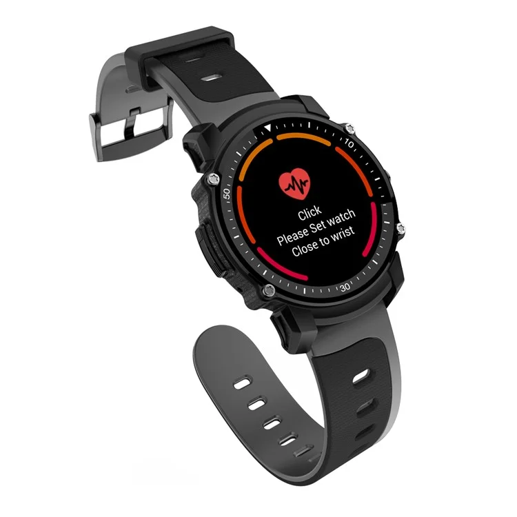 FS08 1.26 Inch Round Screen IP68 Waterproof Heart Rate Monitor GPS Smart Watch - Black