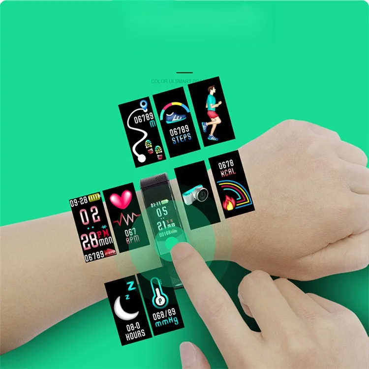 B30 3D UI 0.96 inch Colorful Display Sleeping Heart Rate Monitor Bluetooth 4.0 Smart Wristband - Black
