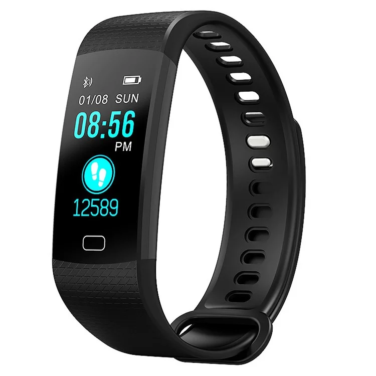 Y5 0.96 inch Colorful Display Sleeping Heart Rate Monitor Bluetooth 4.0 Smart Wristband - Black