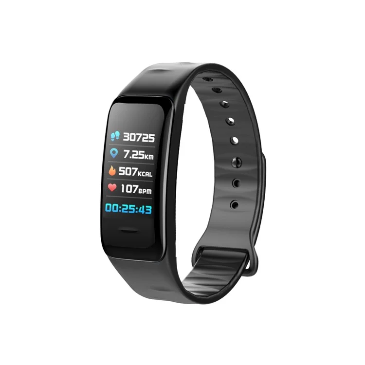 C1S 0.96 inch Colorful Display Sleeping Heart Rate Monitor Bluetooth 4.0 Smart Wristband - Black