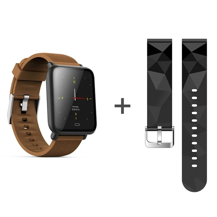 Q9 Fitness Smart Wristbands / 1.3-inch Colored Screen / Heart Rate / Blood Pressure Monitor / Two Straps - Brown