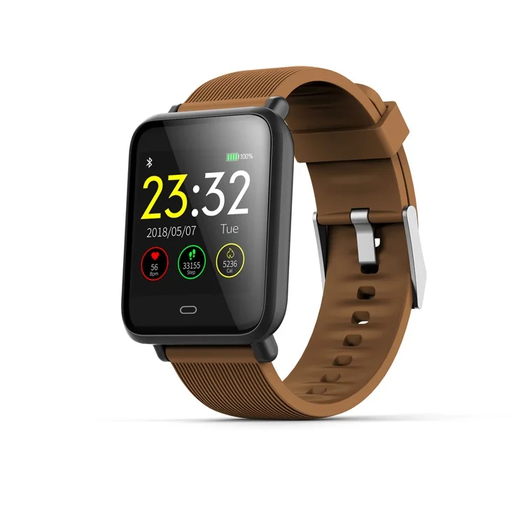 Q9 Fitness Smart Wristbands / 1.3-inch Colored Screen / Heart Rate / Blood Pressure Monitor / Two Straps - Brown