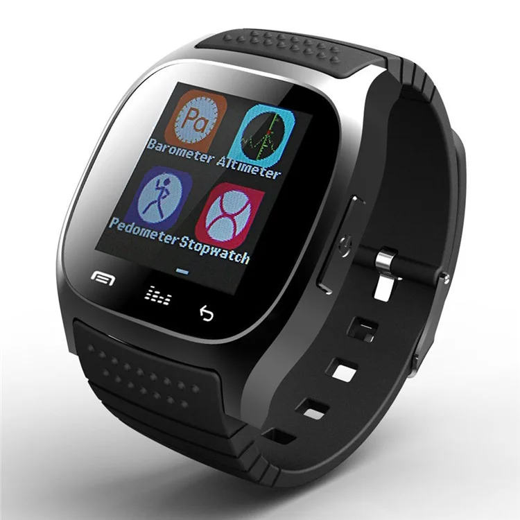 M26 1.4-inch Bluetooth Smart Watch Support Remote Shutter Pedometer Barometer for iOS & Android - Black