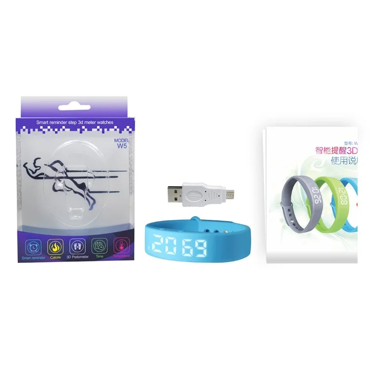 W5 Smart Bracelet Wristbands Support 3D Pedometer / Sleep Monitor (CE,RoHS) - Grey