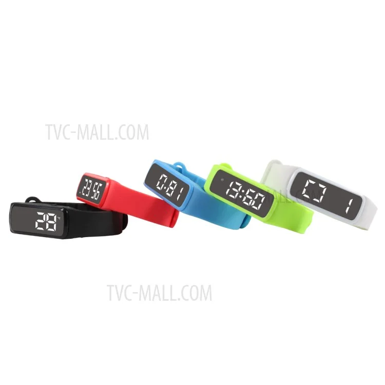 CD5 Unisex Silicone Sport Wristband with Pedometer Sleep Monitor Temperature Multi-functions - Black