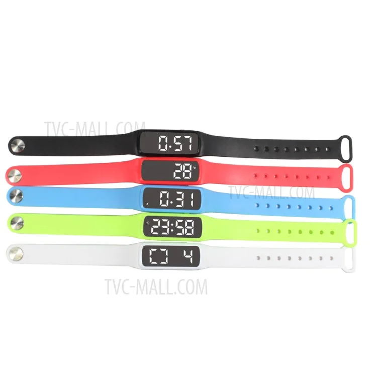CD5 Unisex Silicone Sport Wristband with Pedometer Sleep Monitor Temperature Multi-functions - Black