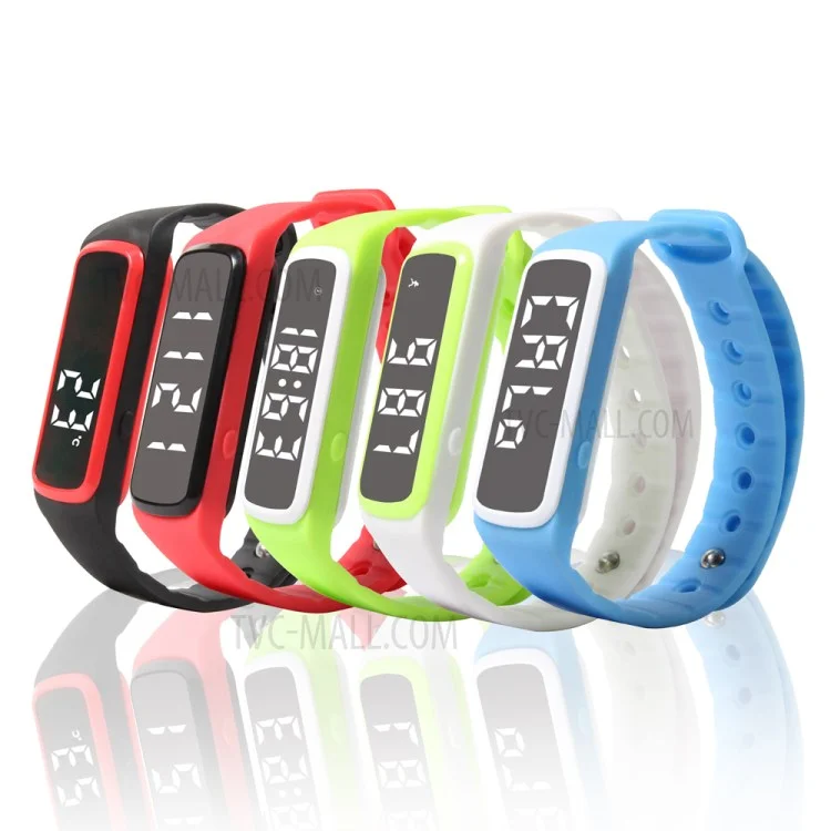 CD5 Unisex Silicone Sport Wristband with Pedometer Sleep Monitor Temperature Multi-functions - Black