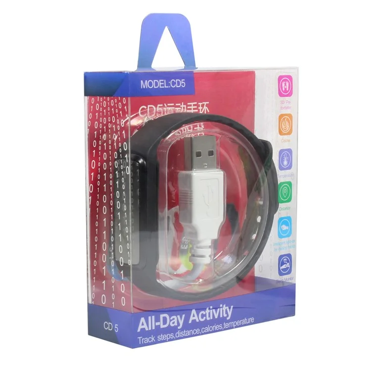 CD5 Silicone Sport Wristband with Calorie Consumption Pedometer Sleep Monitor Multi-functions - White