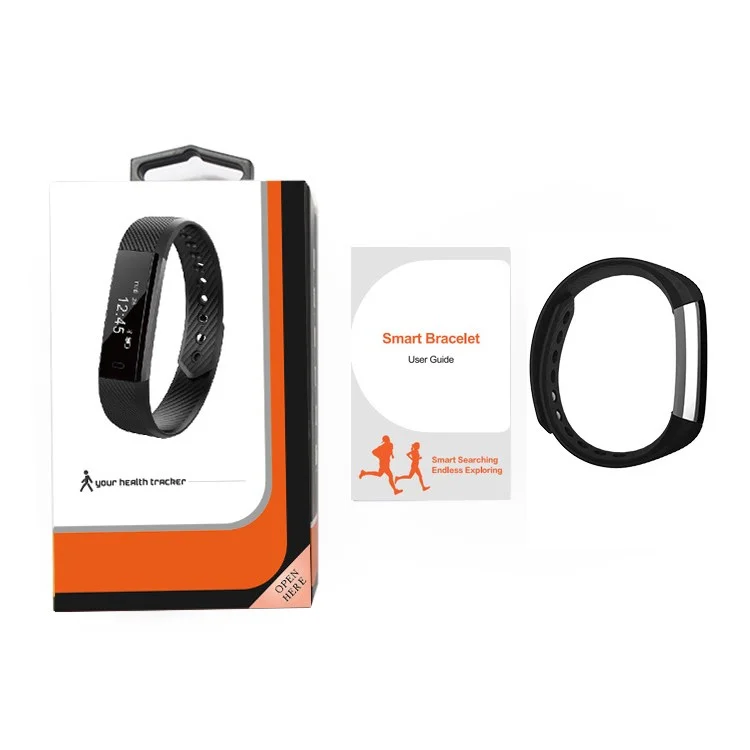 ID115 Fitness Tracker Bluetooth Smart Bracelet for iOS and Android Smartphones - Black
