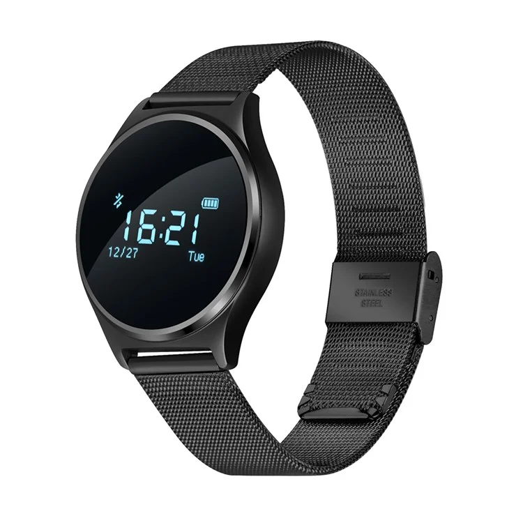 M7 Heart Rate/Blood Pressure/Sport Activity Monitor Bluetooth Fitness Smart Watch - Black Steel Band