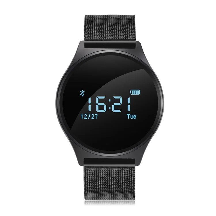 M7 Heart Rate/Blood Pressure/Sport Activity Monitor Bluetooth Fitness Smart Watch - Black Steel Band