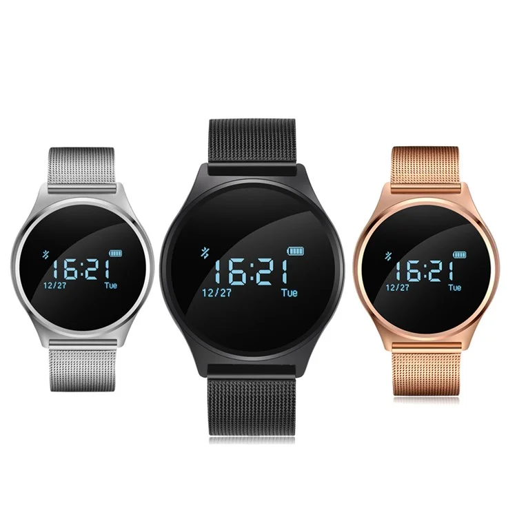 M7 Heart Rate/Blood Pressure/Sport Activity Monitor Bluetooth Fitness Smart Watch - Black Steel Band