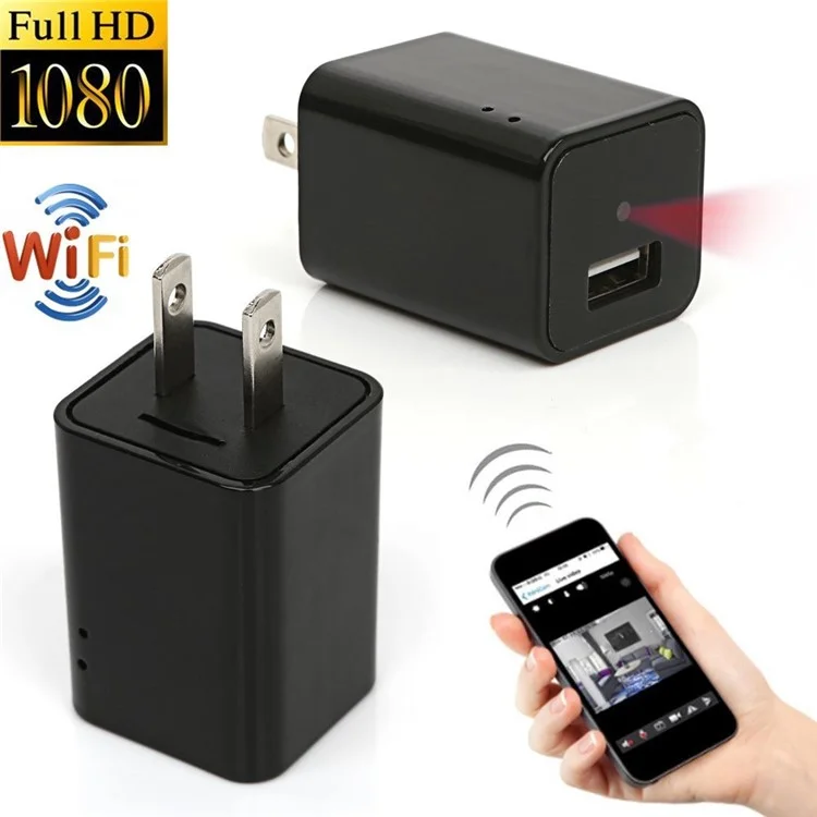 Mini 1080P WiFi HD Hidden Spy Camera Motion Detection Video Recorder USB Wall Charger - US Plug