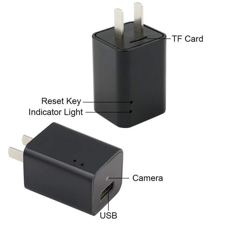 Mini 1080P WiFi HD Hidden Spy Camera Motion Detection Video Recorder USB Wall Charger - US Plug