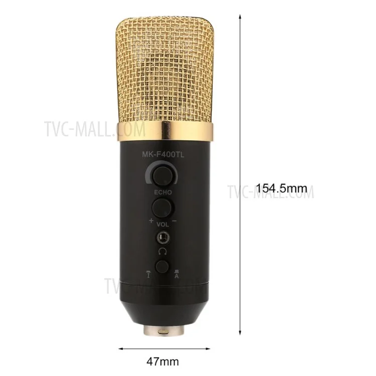 MK-F400TL Professional Condenser Microphone Large Diaphragm Studio Recording Microphone for Computer Mobile Phone