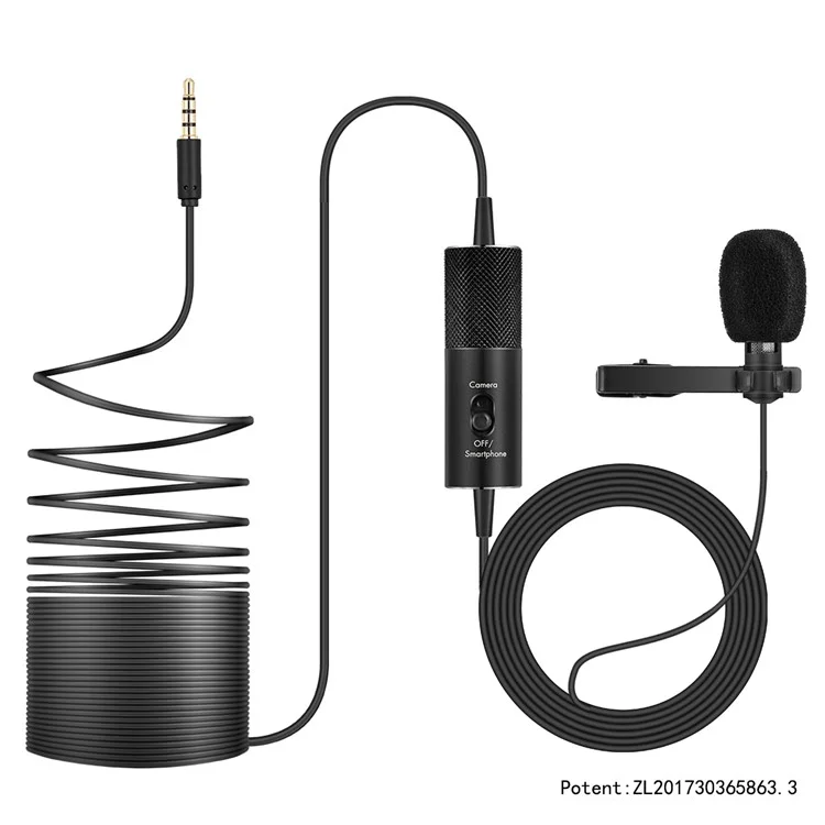 Yanmai R955S Lavalier Condensador Micrófono De 3.5 Mm Mini Mic Micrófono Para La Computadora Portátil Para Teléfono Móvil - Negro