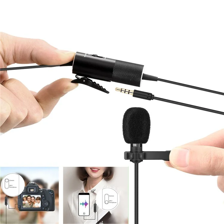 Yanmai R955S Lavalier Condenser Microphone 3.5mm Mini Micro Filaire Pour Appareil Photo Portable Mobile - Le Noir