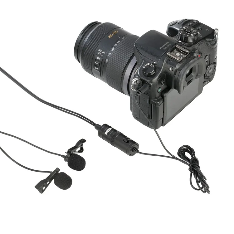 Boya By-M1Dm Lavalier Microfono 4M Dual Dual Omni-Directory-Direction Video Video Mic Per IPhone Canon Nikon DSLR