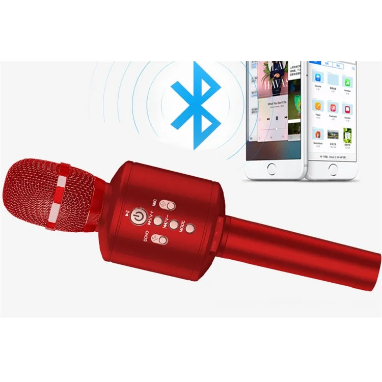 Q8 5W Cellphone Wireless Bluetooth  Karaoke KTV Singing Microphone Recorder, Support Android iOS - Red