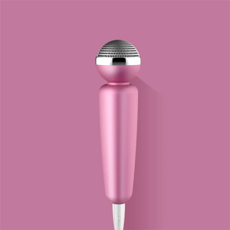 IK 2 in 1 Handheld K Song Microphone with 3.5mm Stereo Earphone for Phone Tablet Computer - Rose Gold Color